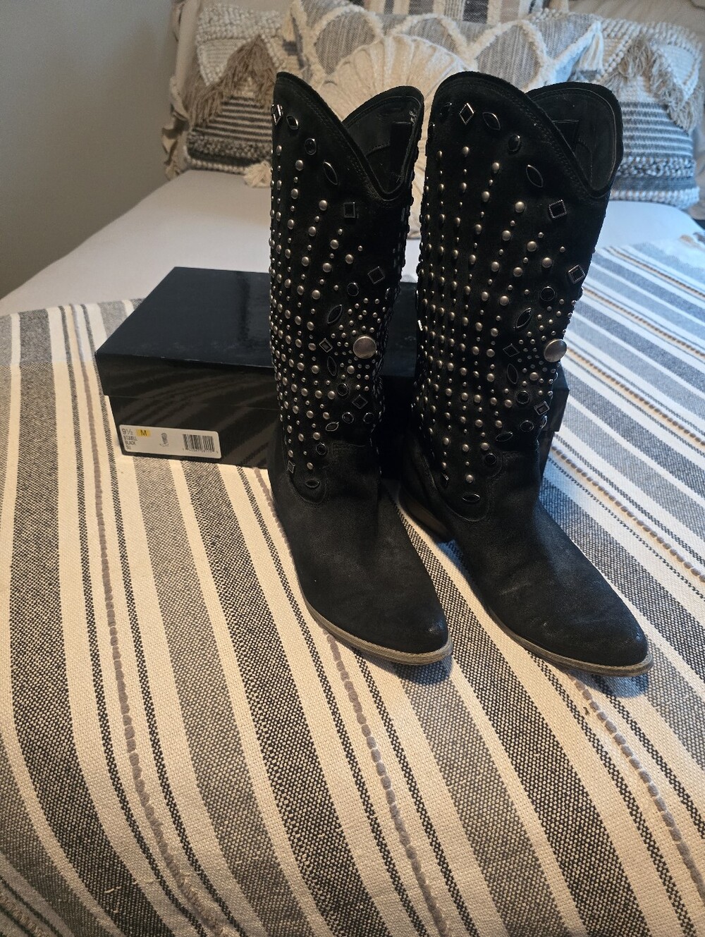 Boutique 9 Black Studded Suede Western Knee Boots